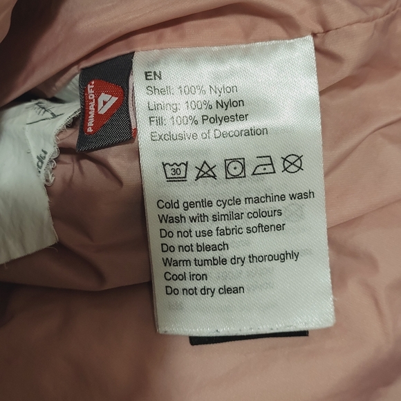 Kathmandu Kids Puffer Jacket Size 2 Primaloft Hood Lightweight Blue Aqua Pink - Picture 6 of 10